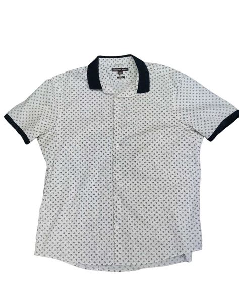 michael kors leaves short sleeve button down|Michael Kors Button.